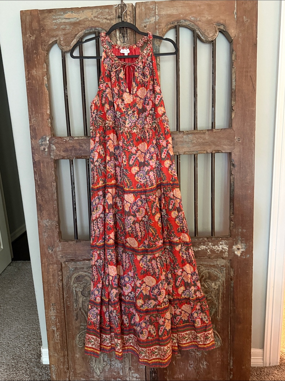 House of Harlow 1960 Red Floral Tiered Maxi Dress